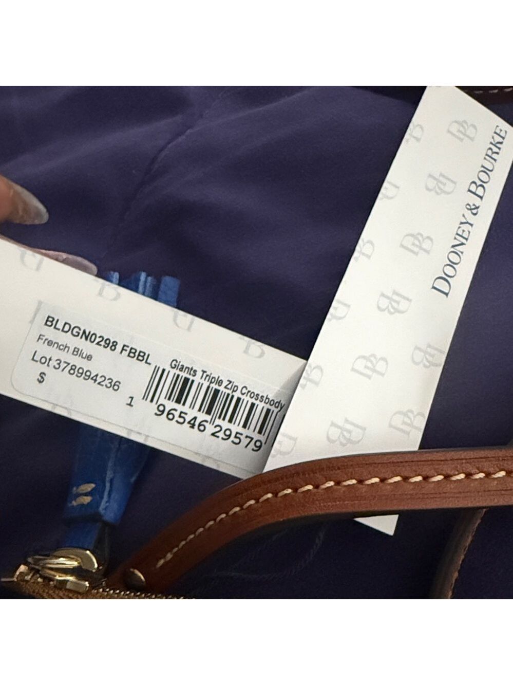 Dooney & Bourke NY Giants Triple Zip Pebbled Leather Crossbody Blue NWT $278 - Picture 8 of 9